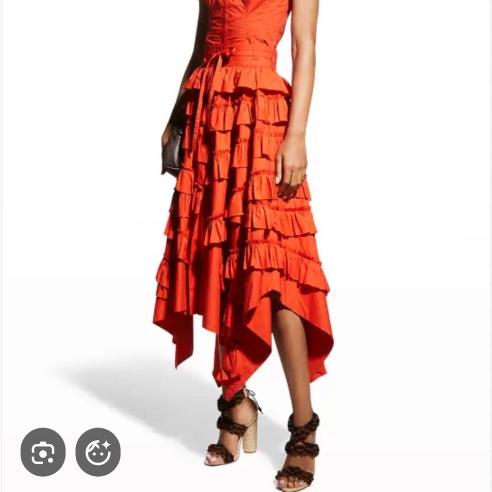 Ulla Johnson NWT AZURE ruffled tiered skirt, Nasturtium, 0, RV $495